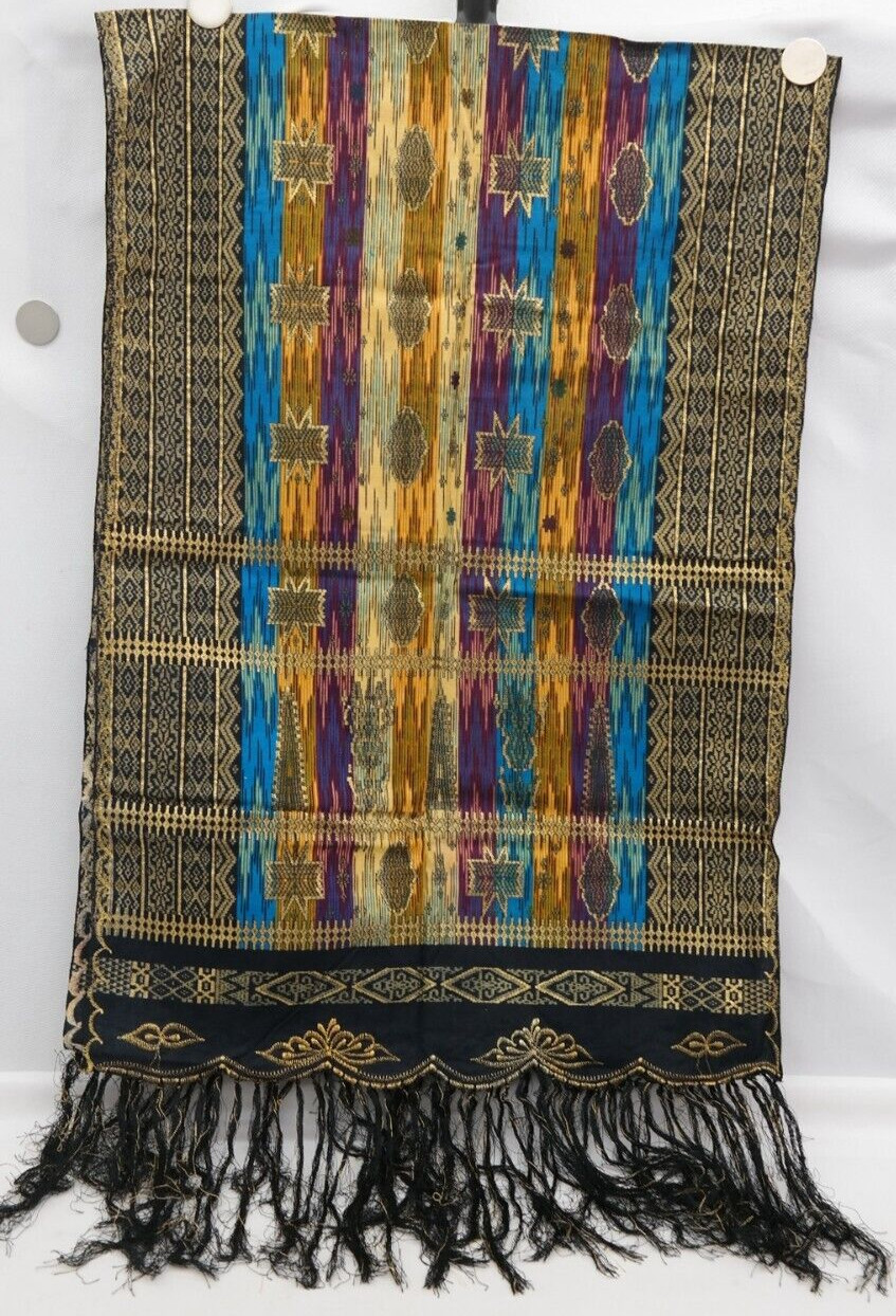 Geometric Pattern Scarf Shawl Wrap Multicolor 72"… - image 1