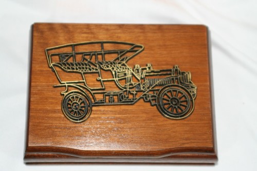 set carte da gioco auto d'epoca con 2 mazzi di carte e una custodia in legno - Foto 2 di 3