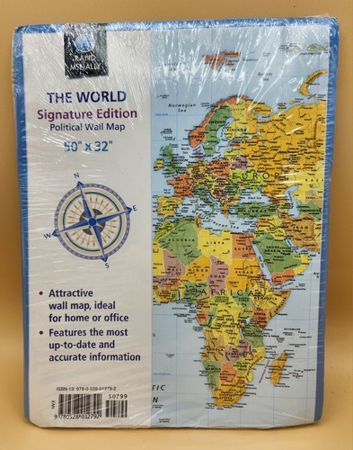 RAND McNALLY SIGNATURE EDITION POLITICAL WALL MAP, 50”x 32”,  BRAND NEW SEALED! - Bild 1 von 6