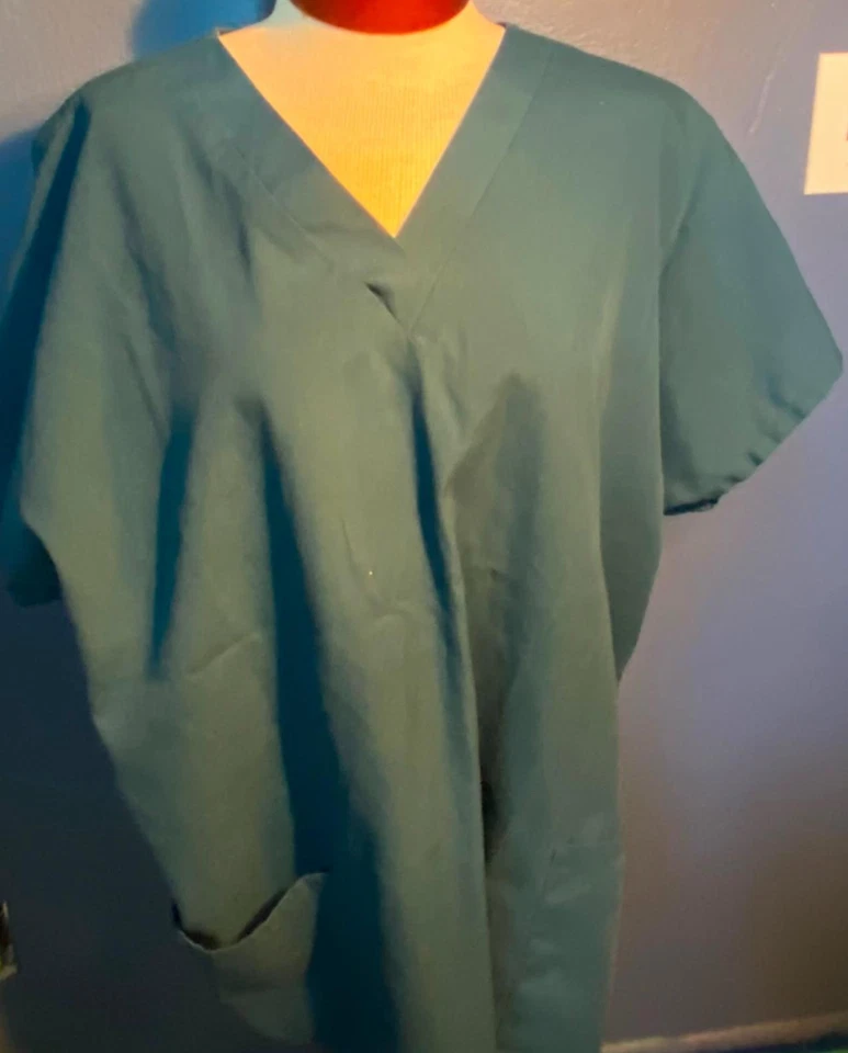 Simply Basic Scrub Top Uniform Medical Vet Sz 2XL Blue - Image 3 of 4