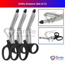 Utility First Aid Bandage Scissors Set Of 3 Tough Cut - Nursing EMT Veterinary