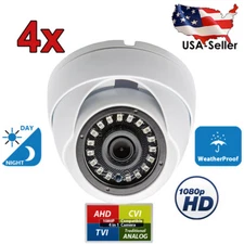 Evertech 4 Pcs TVI AHD CVI Analog HD Night Vision Outdoor Indoor Security Camera