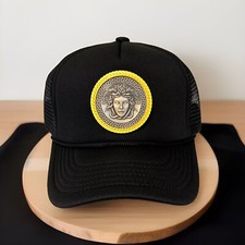 Gold Medusa Trucker Hat - Black Yves Versac Custom Hat - Brand New - Cap