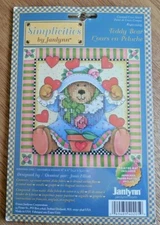 NEW!  Simplicities by Janlynn Cross Stitch Kit "Teddy Bear" w Colorful 6x6 Mat