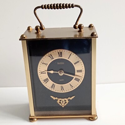  Actim Messing Kamin Schreibtisch Regal Uhr Gold und Schwarz Farbe Quarz 13/11/6 cm