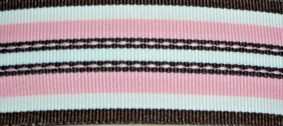 Cinta de puntada rosa y marrón lazos para el cabello álbumes de recortes coronas pasteles de pañales 1,5" - 2 años Foto 2 de 2