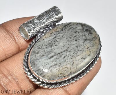 Wave Jasper Gemstone 1.3'' Handmade Pendant 925 Silver Plated U487-D119