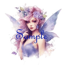 Purple Watercolor Fairies Frabric Quilt Block - Lot of 10 -100 Cotton 8" x 8"
