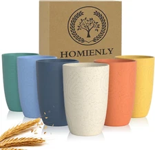 Drinking Glasses Premium Wheat Straw Unbreakable Cups - Set of 6 Alternative to