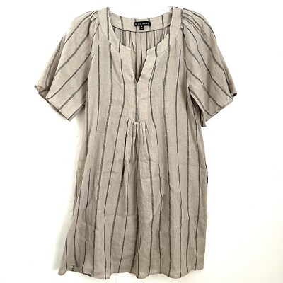 Miou Muse Size S 100% Linen Dress Relaxed Oatmeal Beige Black Pinstripe Pockets | eBay Miou Muse Size S 100% Linen Dress Relaxed Oatmeal Beige Black Pinstripe Pockets | eBay