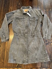 American Eagle Denim Bomber Dress, Faded Black, Snap Closure, Brand New, Large