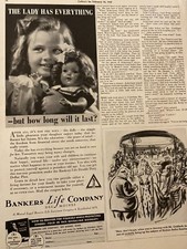 Seguro Bankers Life Company, anuncio impreso vintage de gran formato