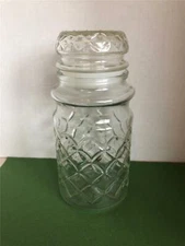 ~Vintage~1984 Quilted~ Diamond Cut Apothecary Jar ~W/ Air Tight Lid ~Mr. Peanut