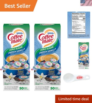 Zero Sugar French Vanilla Coffee Creamer 2 x 50 Count - Perfect Non-Dairy Option