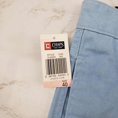 Chaps Men Sz 40 Light Blue Flat Front Shorts with Back & Side