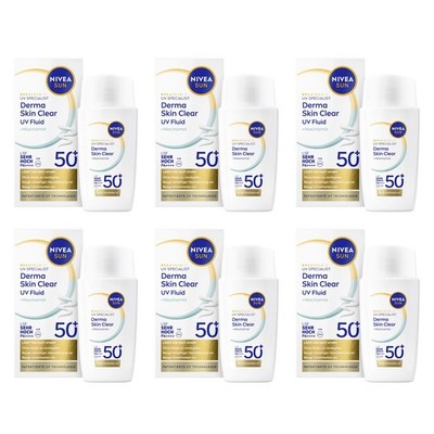 6 x 40ml NIVEA SUN Sonnenfluid derma skin clear UV Fluid mit Niacinamid, LSF 50+