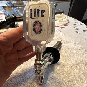 Vintage Miller Lite Pilsner Beer Tap Handle & Spigot Faucet Spout Used Perlick