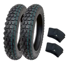 Tire Set of 2 Knobby Tires 3.00-12 with Inner Tubes - Front or Rear Trail Off...