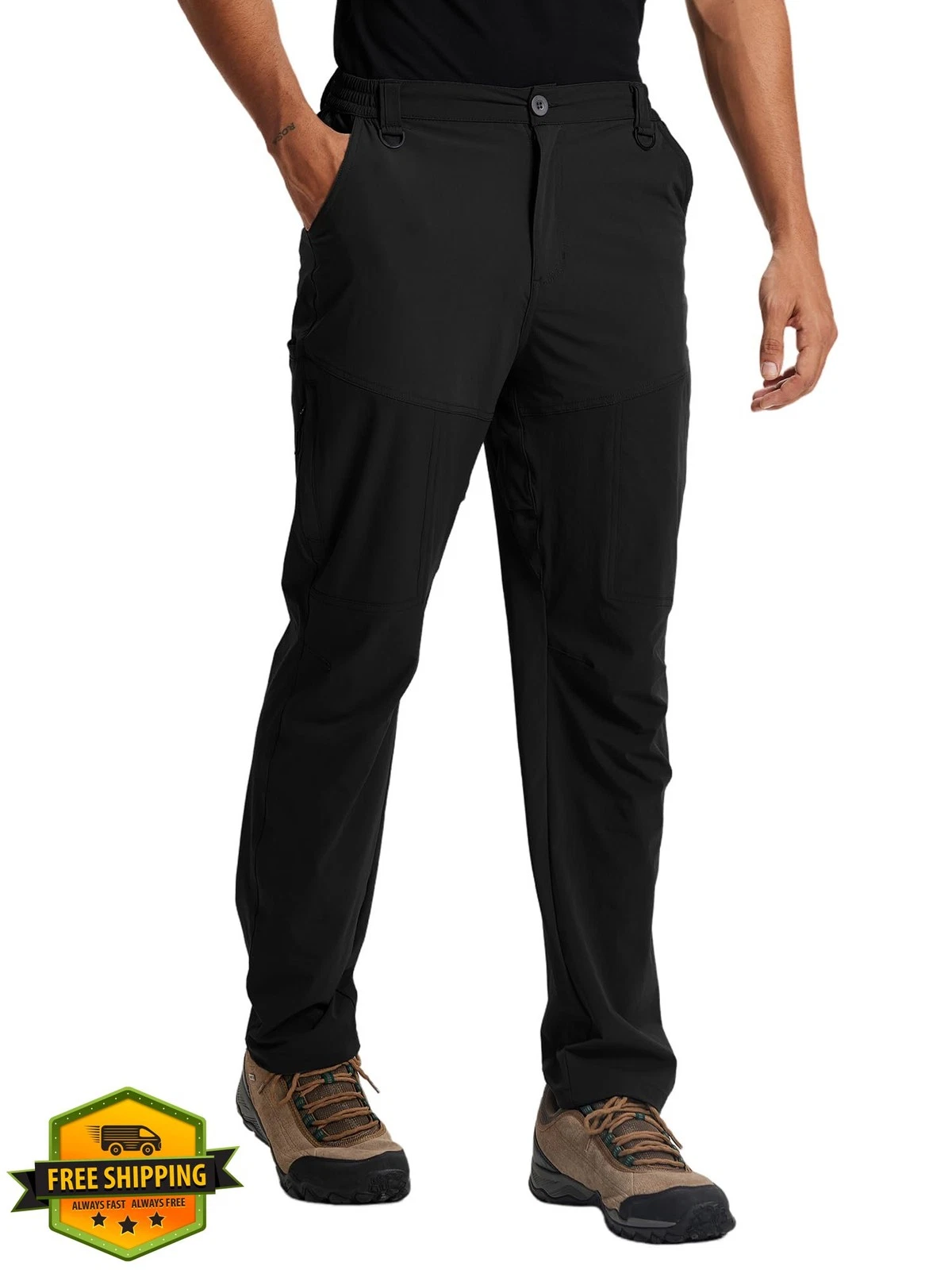Mens Hiking Cargo Pants Water Resistant Breathable Lightweight Stretch