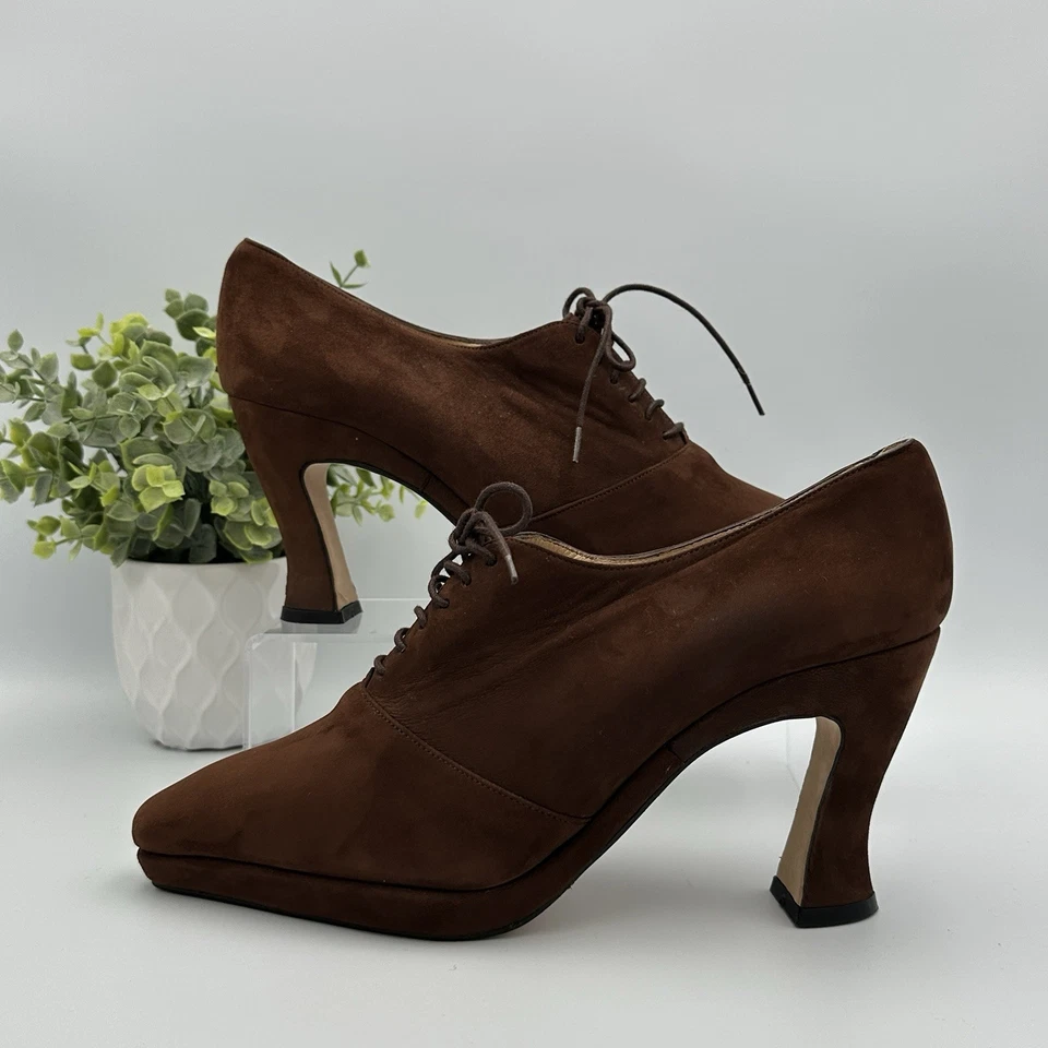 Zapatos de tacón Sacha London para mujer marrón gamuza cuero con cordones plataforma talla 8,5 Foto 2 de 4