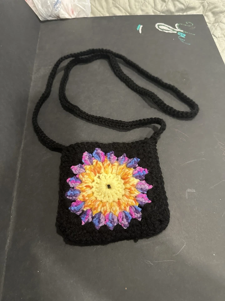 Bolso Bandolera Crochet Granny Cuadrado Hippie Boho Cartera Bolso de Hombro Foto 4 de 4