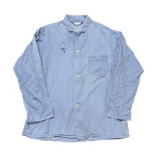 VTG 1950s 60s Penneys Sanforized Cotton Chambray Button Shirt Medium Work Wear