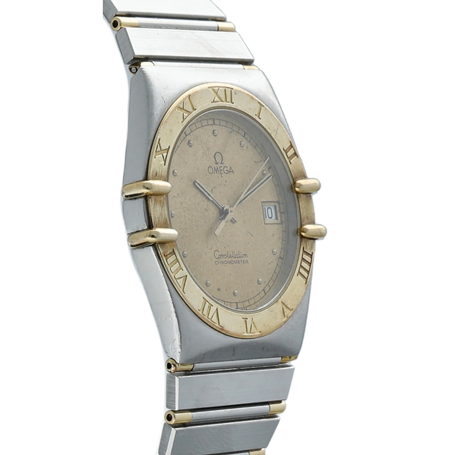 Omega Constellation 18k Gold/Steel 33 mm Gold Dial Swiss Quartz Wrist Watch image 3