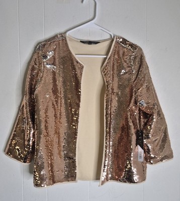 NEW LuLaRoe Elegant Stella Gold Silver Fish Scale Cardigan Women's Size M