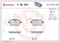 Vorderachse Brembo P 06 051 Bremsbelagsatz, Scheibenbremse FüR Mini