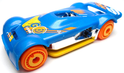 2025 HOT WHEELS TRACK BUILDER MACH IT GO BLUE 1:64 DIECAST 2 3/4'' CAR W/ ORANGE