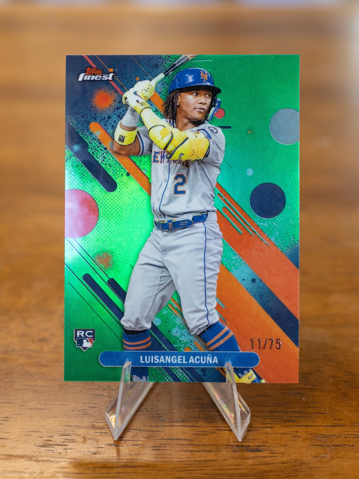2025 Luisangel Acuna Rookie Card - Topps Finest #52 Green Refractor /75 NY Mets 