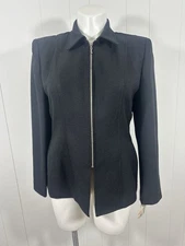 NWT Dressbarn Women’s Sz 16 Black Suit Separate Jacket Full Zip Collared