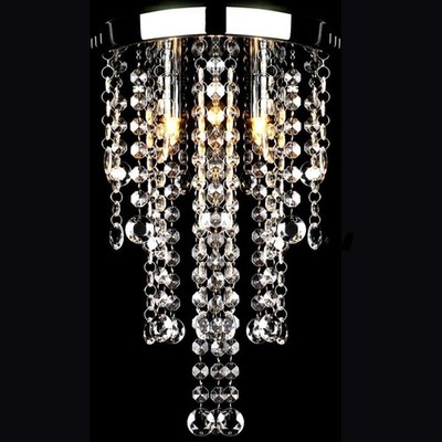 Weiße Metall Deckenlampe mit Kristallperlen