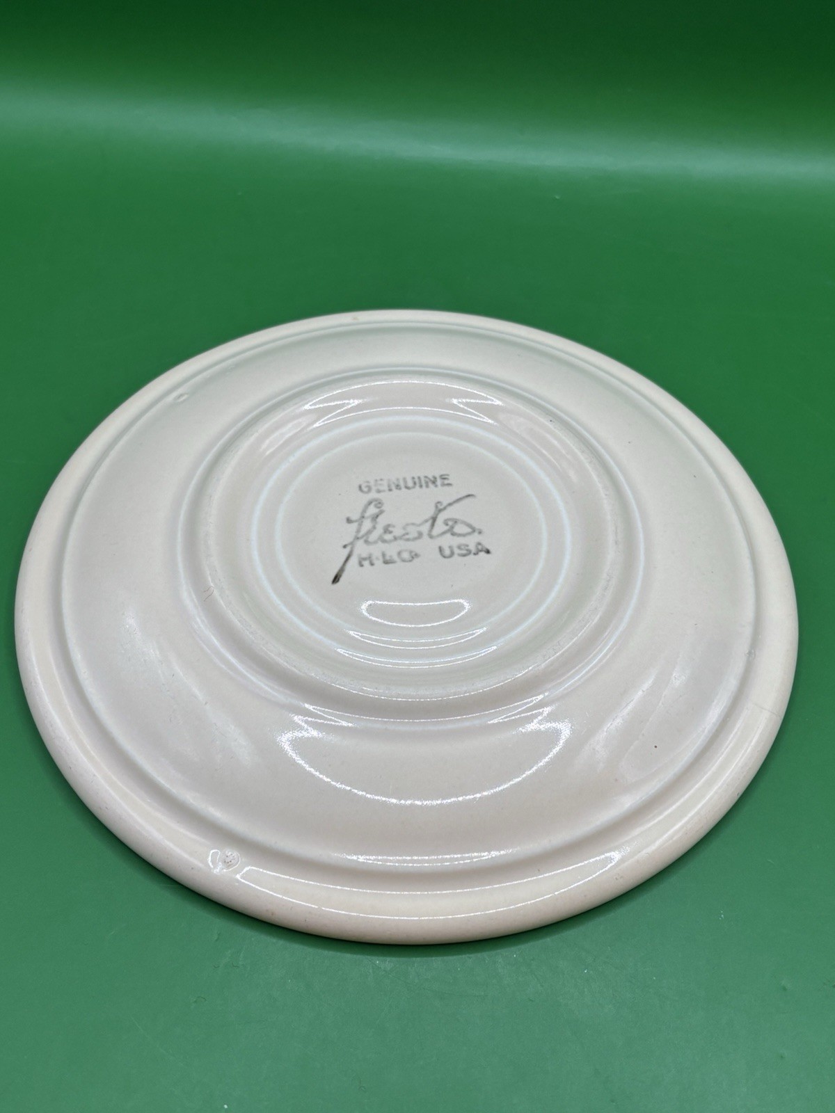 Vintage 1930-40's Genuine Fiesta HLC USA-6" Wide Saucer Plate, Ivory