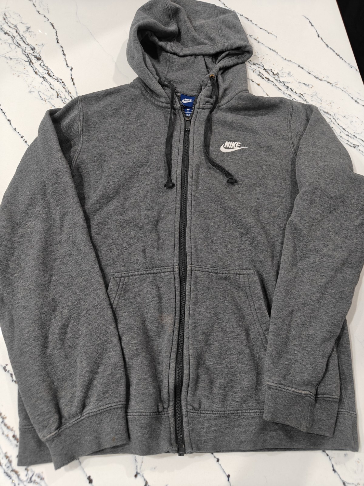 Nike Sportswear Club Fleece Grey Heather full-zip hoodie size Small Y2K Style