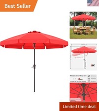 Durable 9ft Scalloped Patio Umbrella - UV Protecting with Crank  Tilt Features