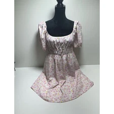 Elodie Babydoll Tunic Mini Dress Size Large Smocked Floral Cottage Core