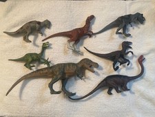 Lot of 7 Dinosaur Figures Assorted Colors hard plastic 10" 6" lengths
