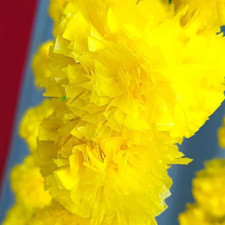 Bright Yellow Artificial Marigold Garland  Festive Decorative Flower Mala 5ft