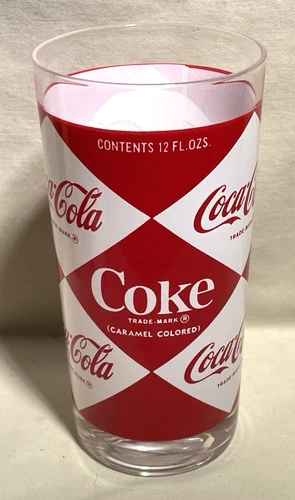 Vintage 12oz Harlequin Diamond pattern Coca Cola glass 1960s