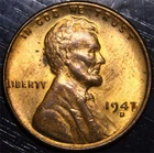 1947 D Lincoln Wheat Penny 1c US Coin Denver Mint Almost Uncirculated