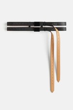 new H&M HM Rokh Hwang mens leather double loop belt black stella mccartney