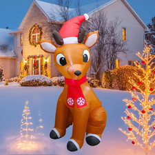 6FT Christmas Inflatables Cute Reindeer 2025 NEW LED Outdoor Decoration