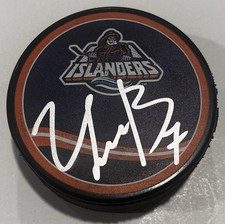 MAXIM TSYPLAKOV SIGNED NEW YORK ISLANDERS HOCKEY PUCK W/ CASE COA