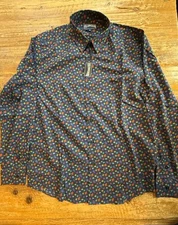 NWT Vilebrequin Light Cotton Mens Buttondown Shirt Blue Marine Turtles size MED