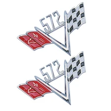 2x 572 Cross Flag Fender Emblem for 1960s Style Trim Chrome