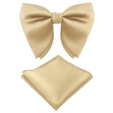 Oversized Bow Ties for Men, Adjustable Pre Tied Mens Bow Tie, Champagne Set