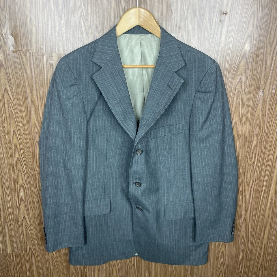 Traje Chaps Ralph Lauren 2 Piezas Para Hombre 38R 34x28 Gris Rayas Lana Hecho en EE. UU. Foto 3 de 4