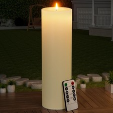 14" X 4" Large Outdoor Candle With Timer Waterproof Flickering Led Flameless Can