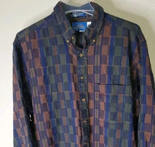 Pendelton Country Traditionals Mens Sz XL Cotton Wool Flannel Shirt Brown Blue